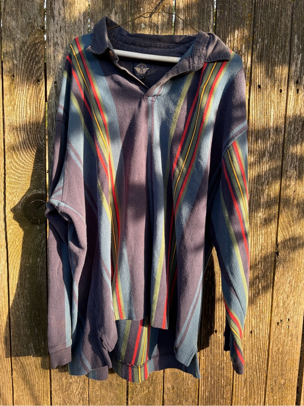 Vintage 90s Dockers XXL 100% Cotton Striped Rugby Polo Made in Saipan Y2K Grunge